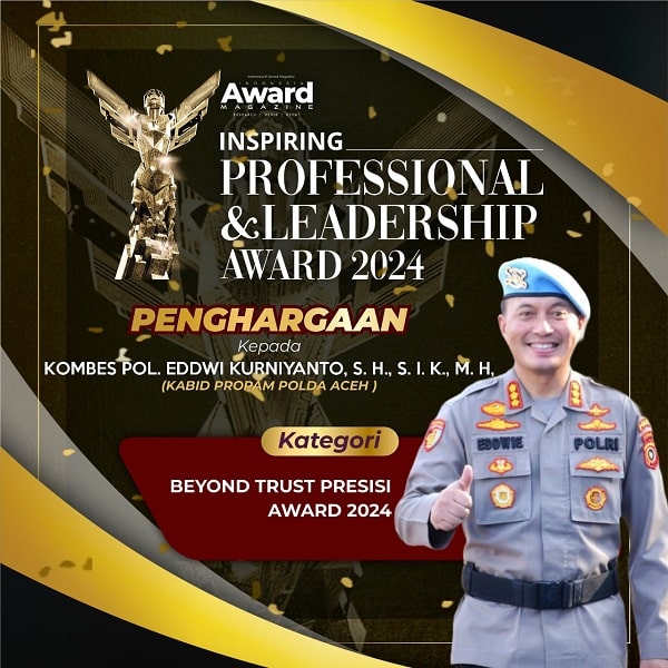 Dua Kali Menjabat Kapolres Sangat Inovatif, Kabid Propam Aceh Raih Penghargaan Level Asia