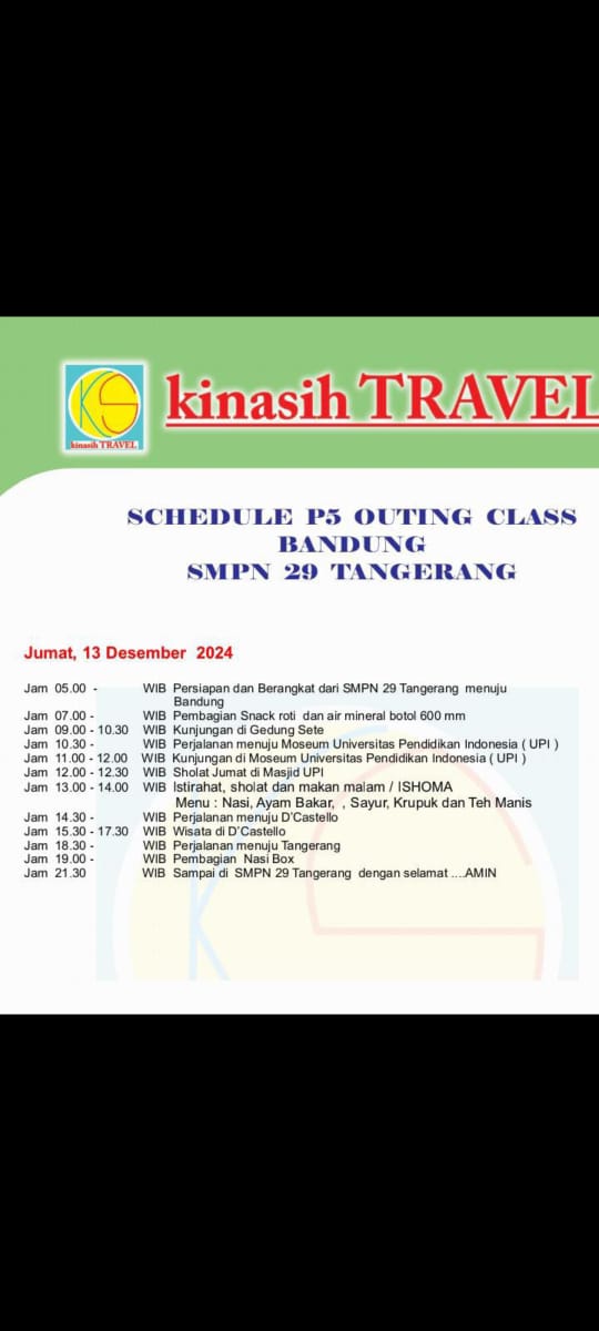 Adakan Outing Class ke Bandung, Kepsek SMPN 29 Kota Tangerang Tidak Patuhi Surat Edaran Dinas Pendidikan